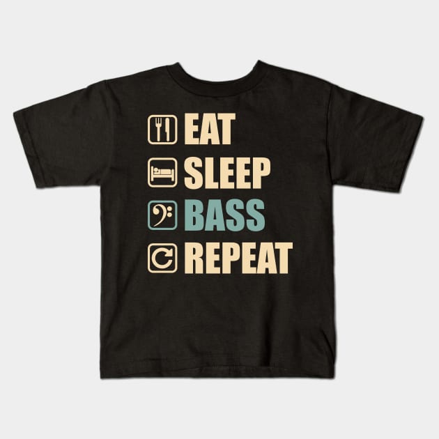 Eat Sleep Bass Repeat - Funny Bass Lovers Gift Kids T-Shirt by DnB